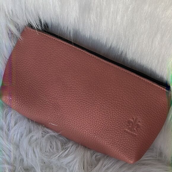 Vera Pelle made in Italy pink pebbled leather makeup bag - Picture 3 of 7